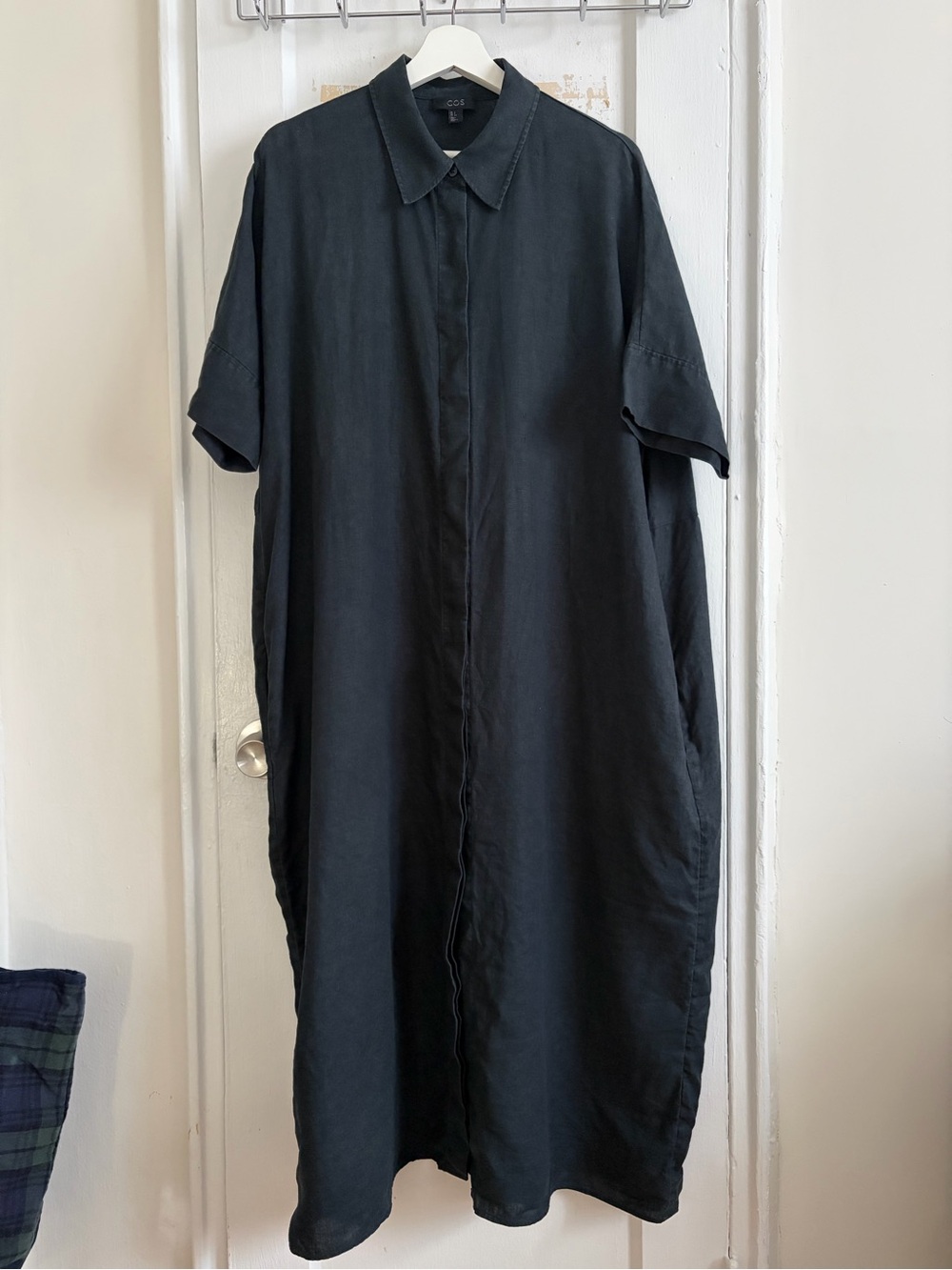 COS Black Short-Sleeve Button-Down Shirt Dress